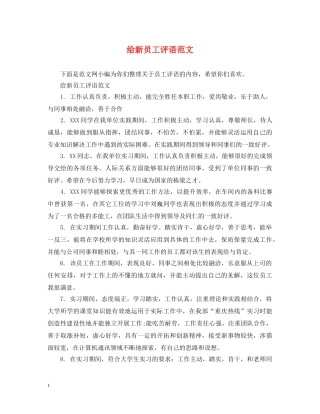 给新员工评语范文 