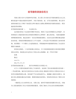 给导游的表扬信范文 
