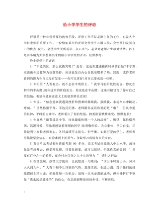 给小学学生的评语 