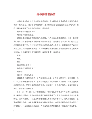 给导游的表扬信 