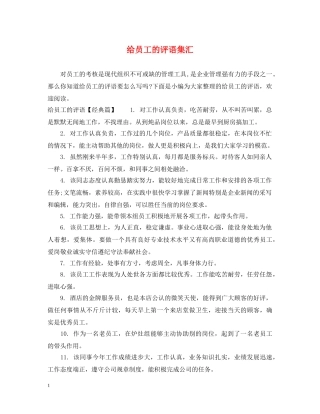 给员工的评语集汇 