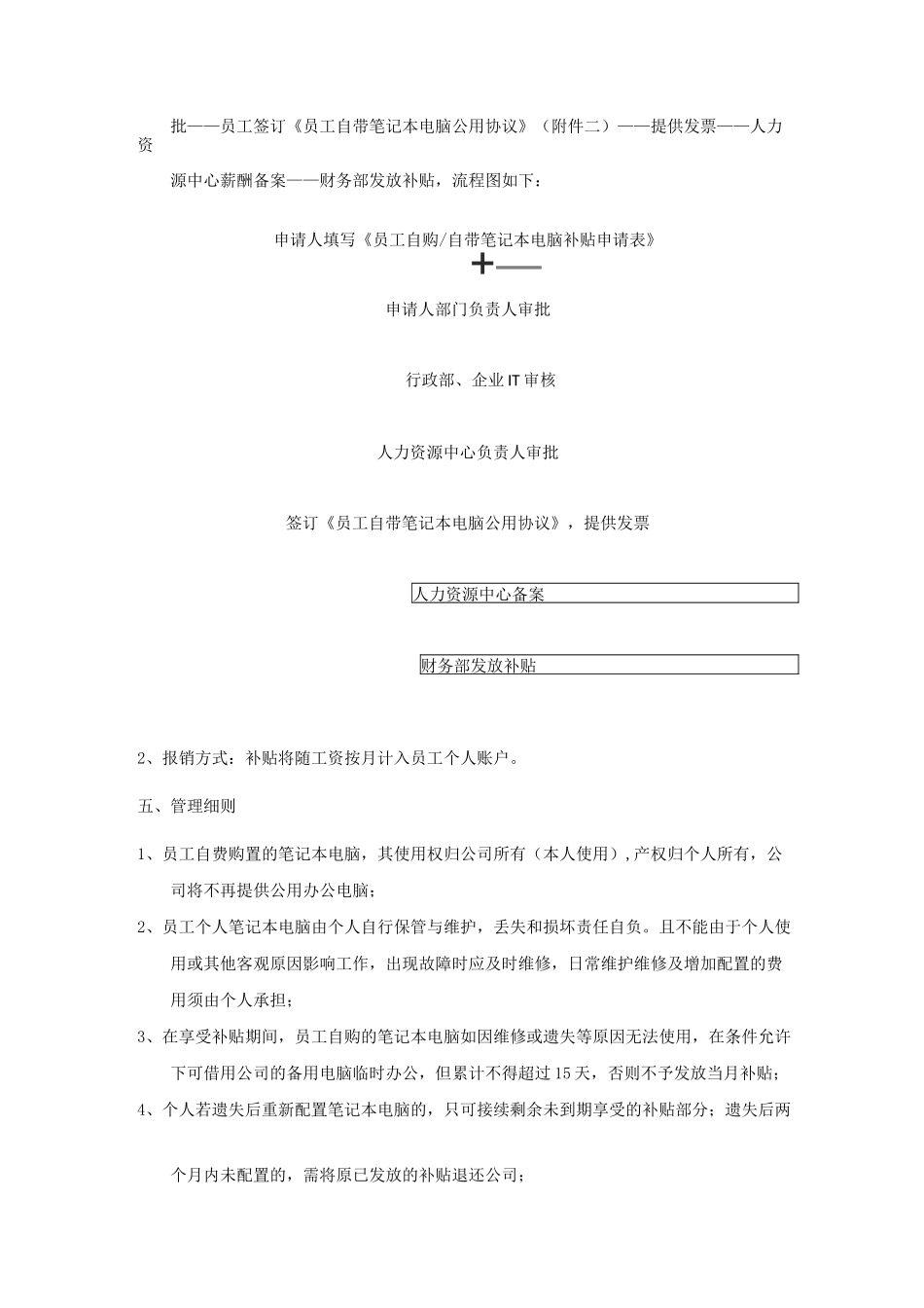 员工自带笔记本电脑办公补贴管理制度(含补贴申请表及个人笔记本公用协议)_第2页