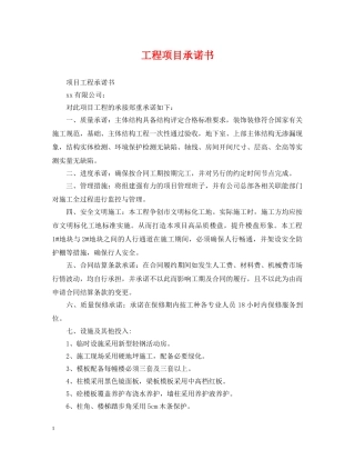 工程项目承诺书 