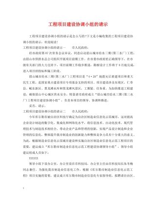 工程项目建设协调小组的请示 