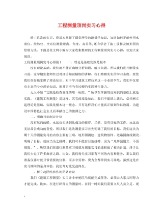 工程测量顶岗实习心得 