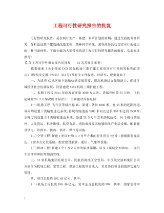 工程可行性研究报告的批复 