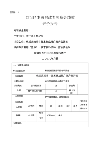 科技项目绩效评价报告