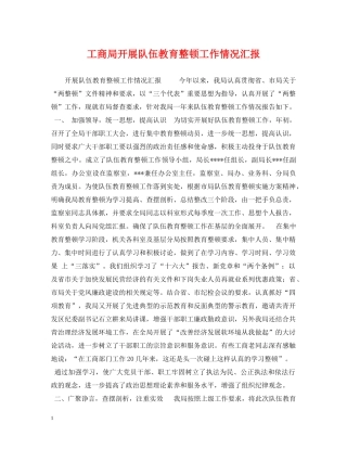 工商局开展队伍教育整顿工作情况汇报 