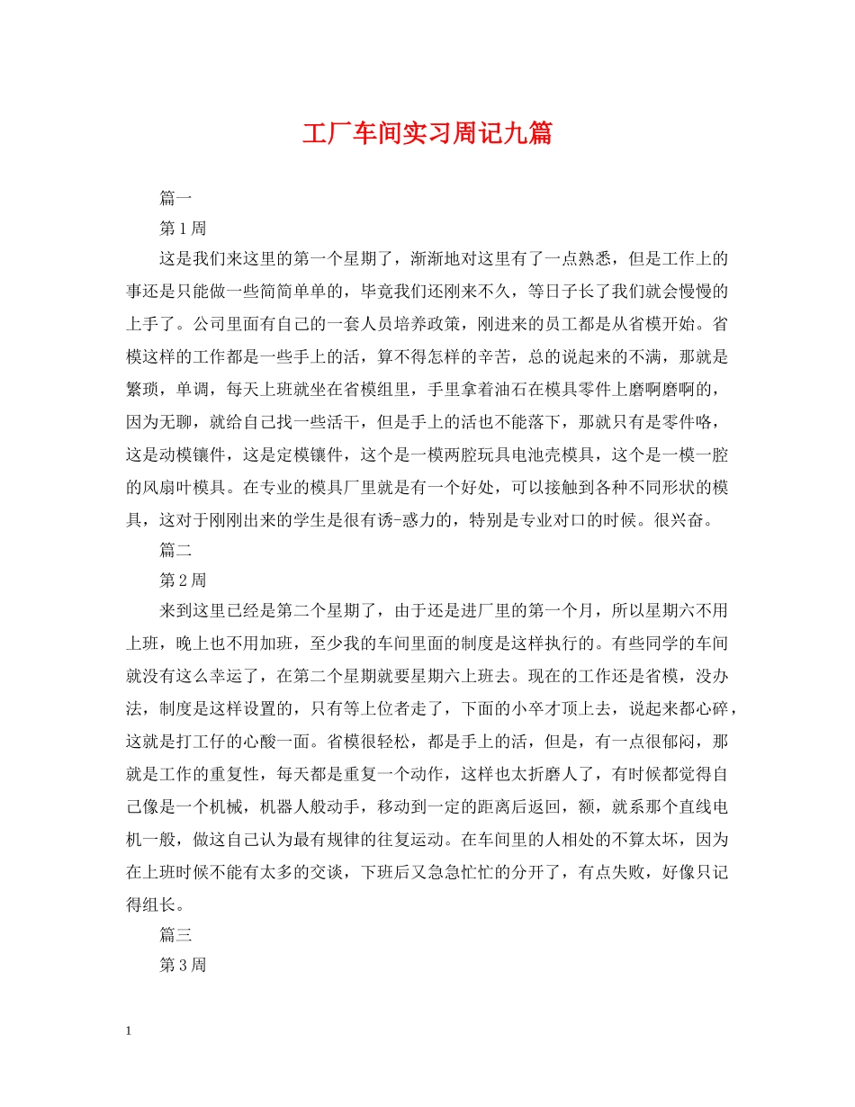 工厂车间实习周记九篇 _第1页