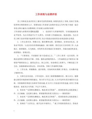 工作表现与业绩评语 
