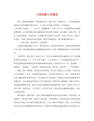 工作纪律工作报告 