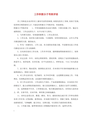 工作积极分子考核评语 