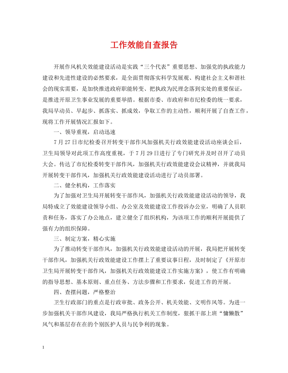 工作效能自查报告 _第1页