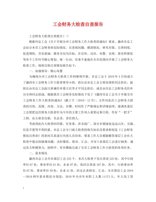 工会财务大检查自查报告 