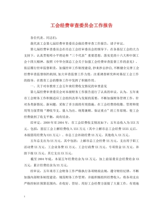 工会经费审查委员会工作报告 