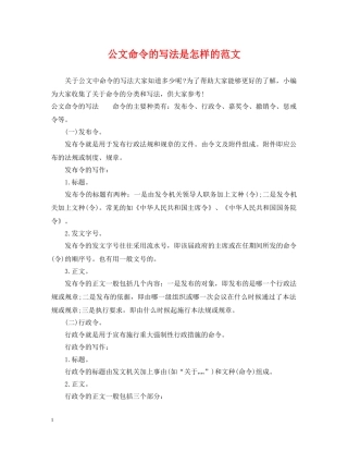 公文命令的写法是怎样的范文