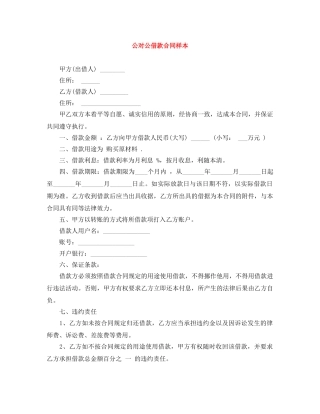 公对公借款合同样本