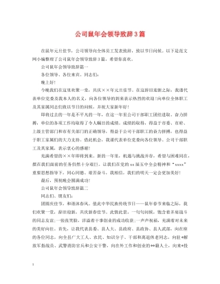 公司鼠年会领导致辞3篇