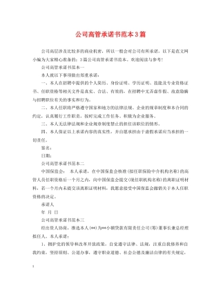 公司高管承诺书范本3篇
