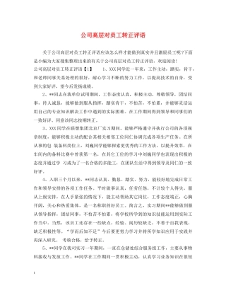 公司高层对员工转正评语