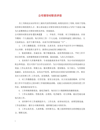 公司领导对职员评语