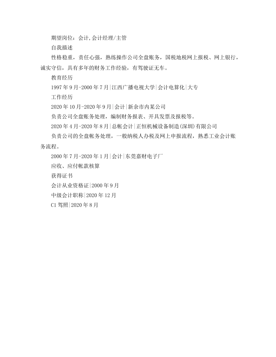 公司财务会计简历范文_第3页