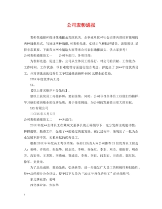 公司表彰通报