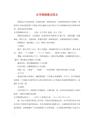 公司简报格式范文