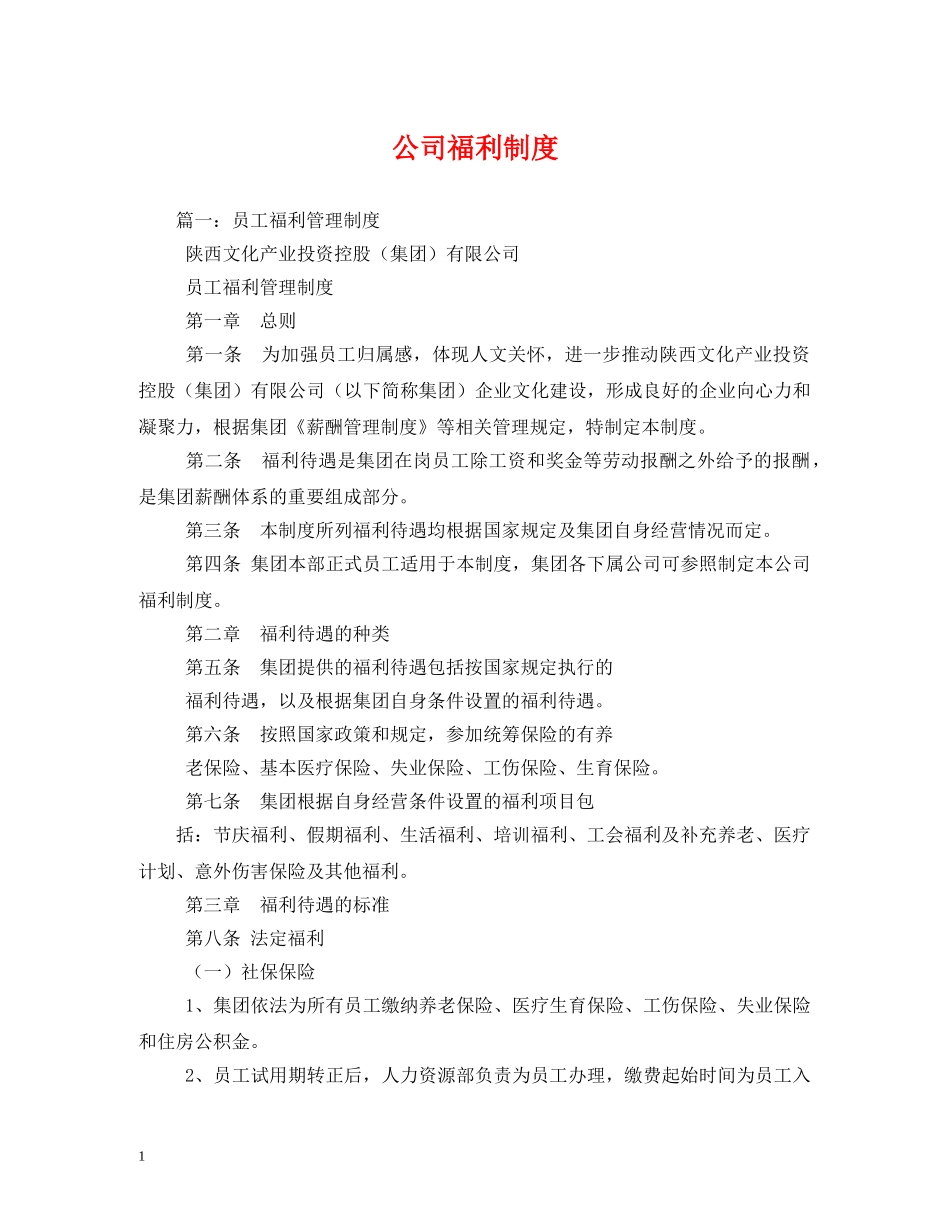 公司福利制度_第1页