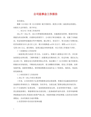 公司监事会工作报告