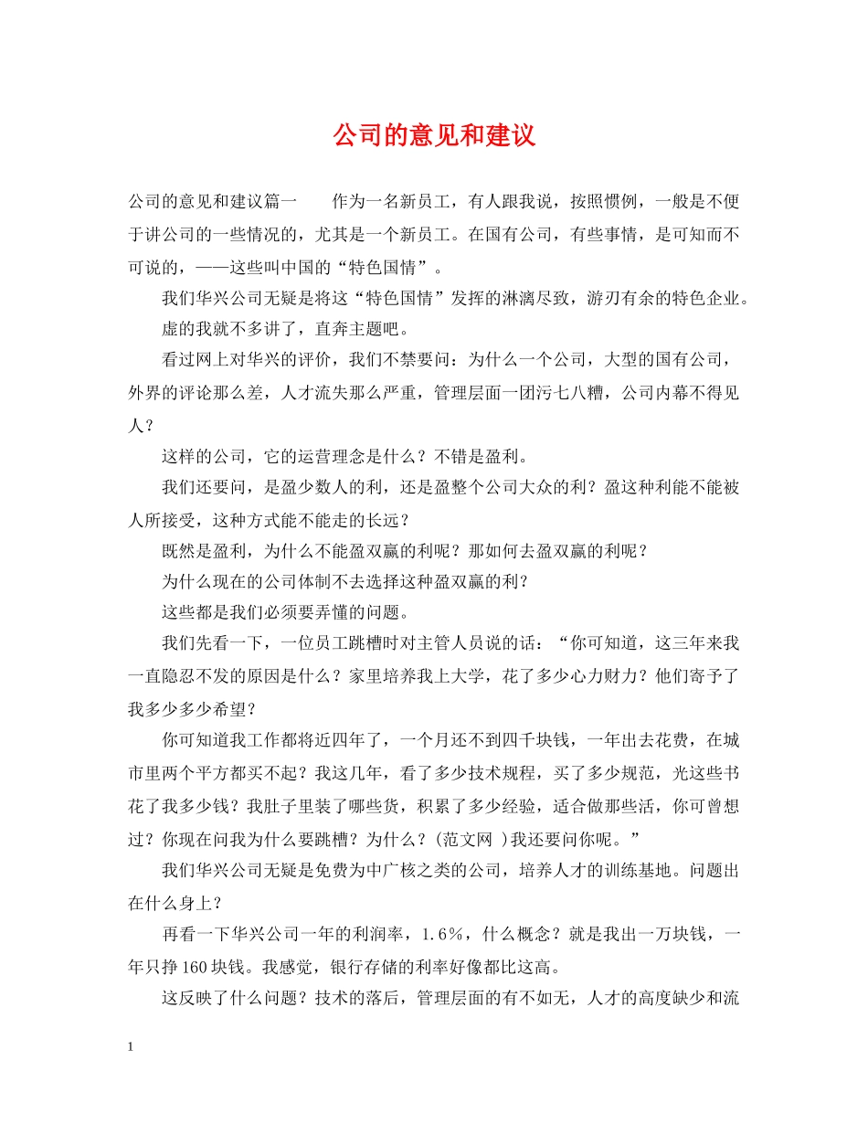 公司的意见和建议_第1页