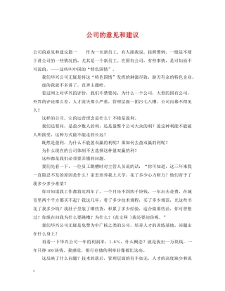 公司的意见和建议