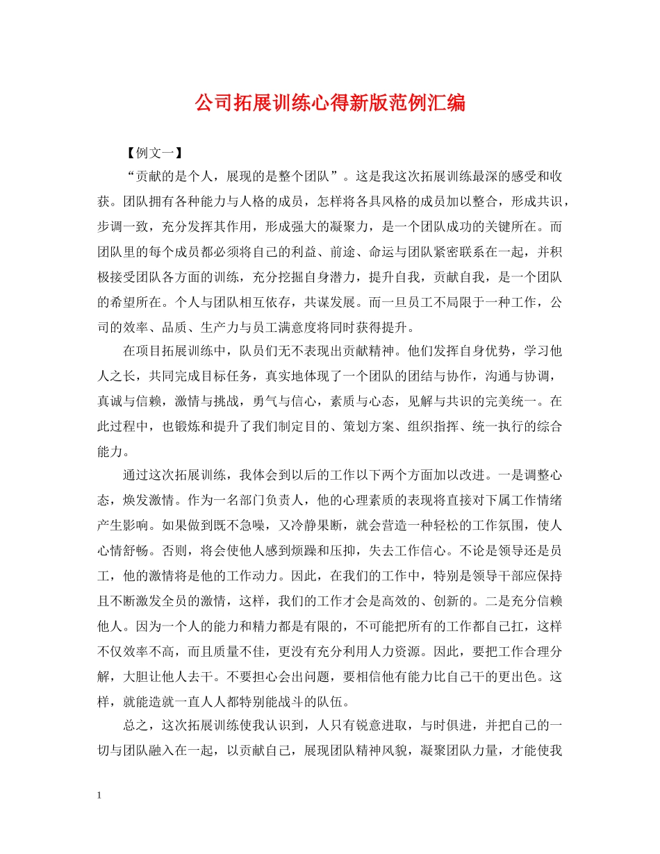 公司拓展训练心得新版范例汇编_第1页