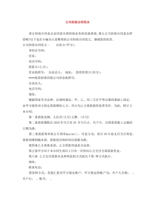 公司担保合同范本