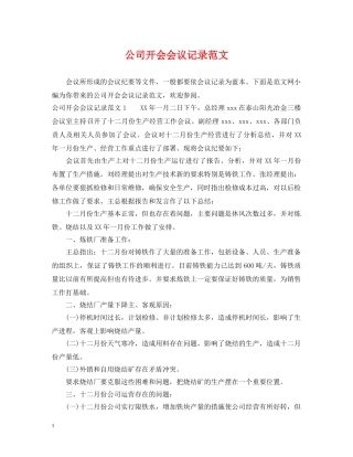 公司开会会议记录范文