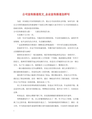 公司宣传报道范文_企业宣传报道怎样写