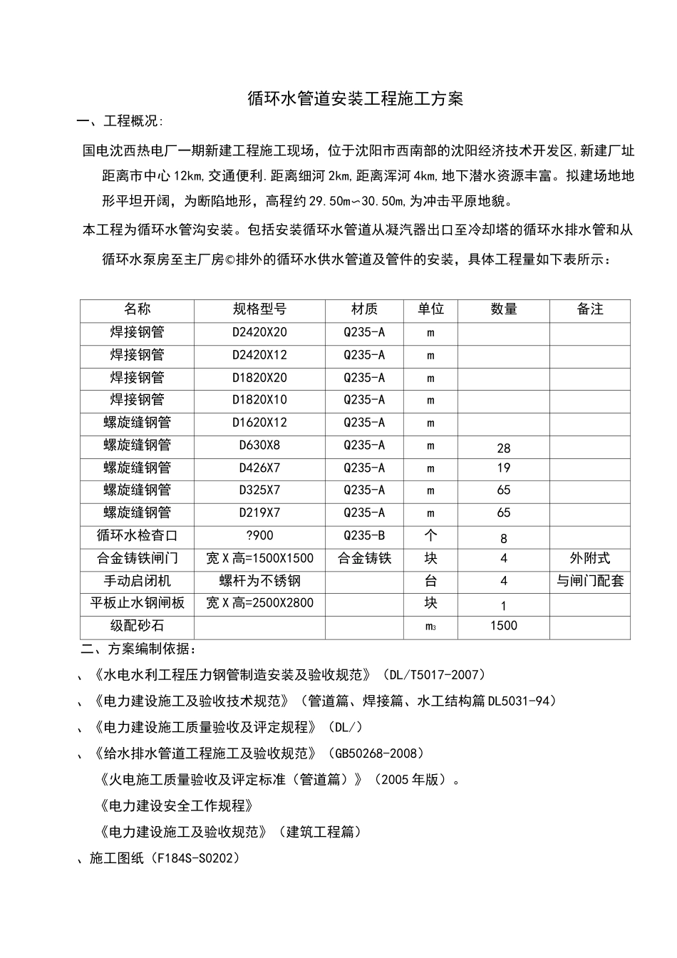 循环水管道安装方案_第1页
