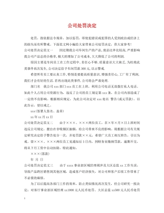 公司处罚决定