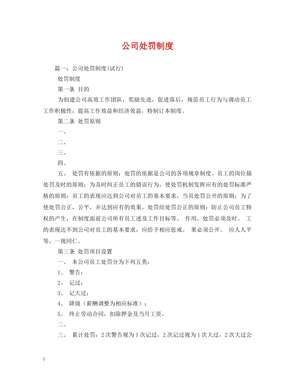 公司处罚制度_第1页