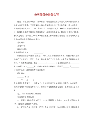 公司处罚公告怎么写