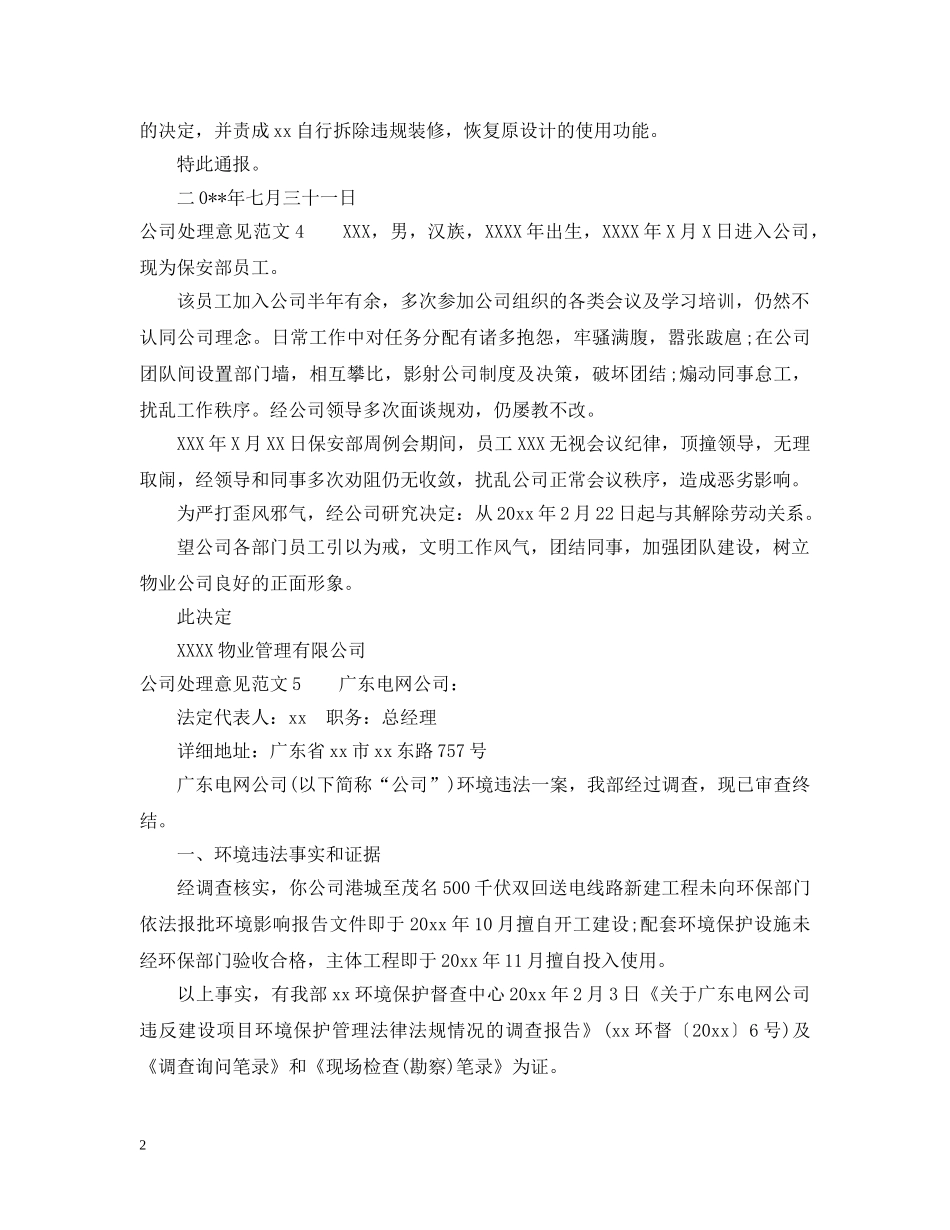 公司处理意见范文_公司处理意见模板_第2页