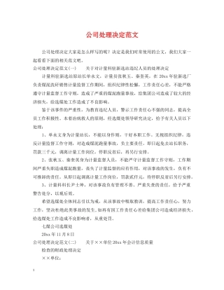 公司处理决定范文