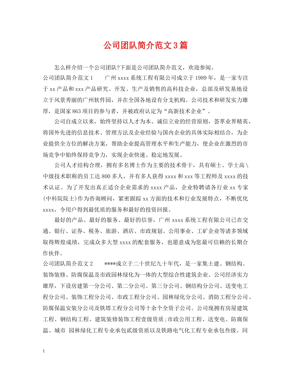 公司团队简介范文3篇_第1页