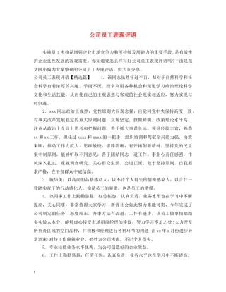 公司员工表现评语