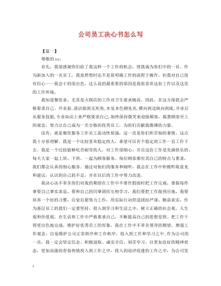 公司员工决心书怎么写