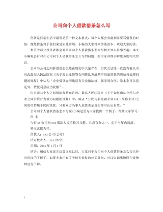 公司向个人借款借条怎么写