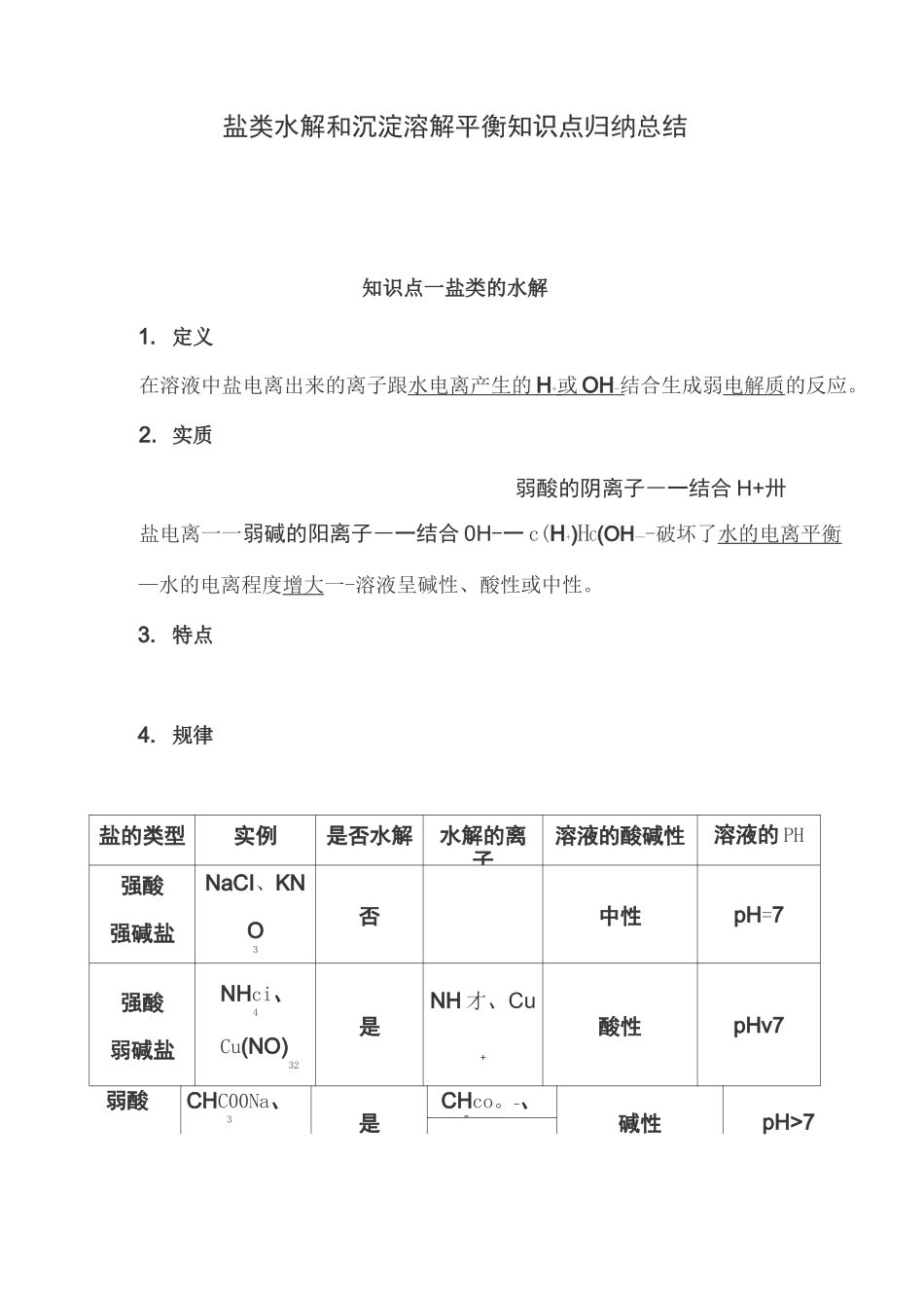 盐类水解和沉淀溶解平衡知识点归纳总结_第1页