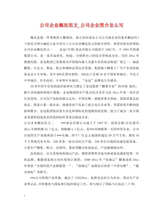 公司企业概况范文_公司企业简介怎么写
