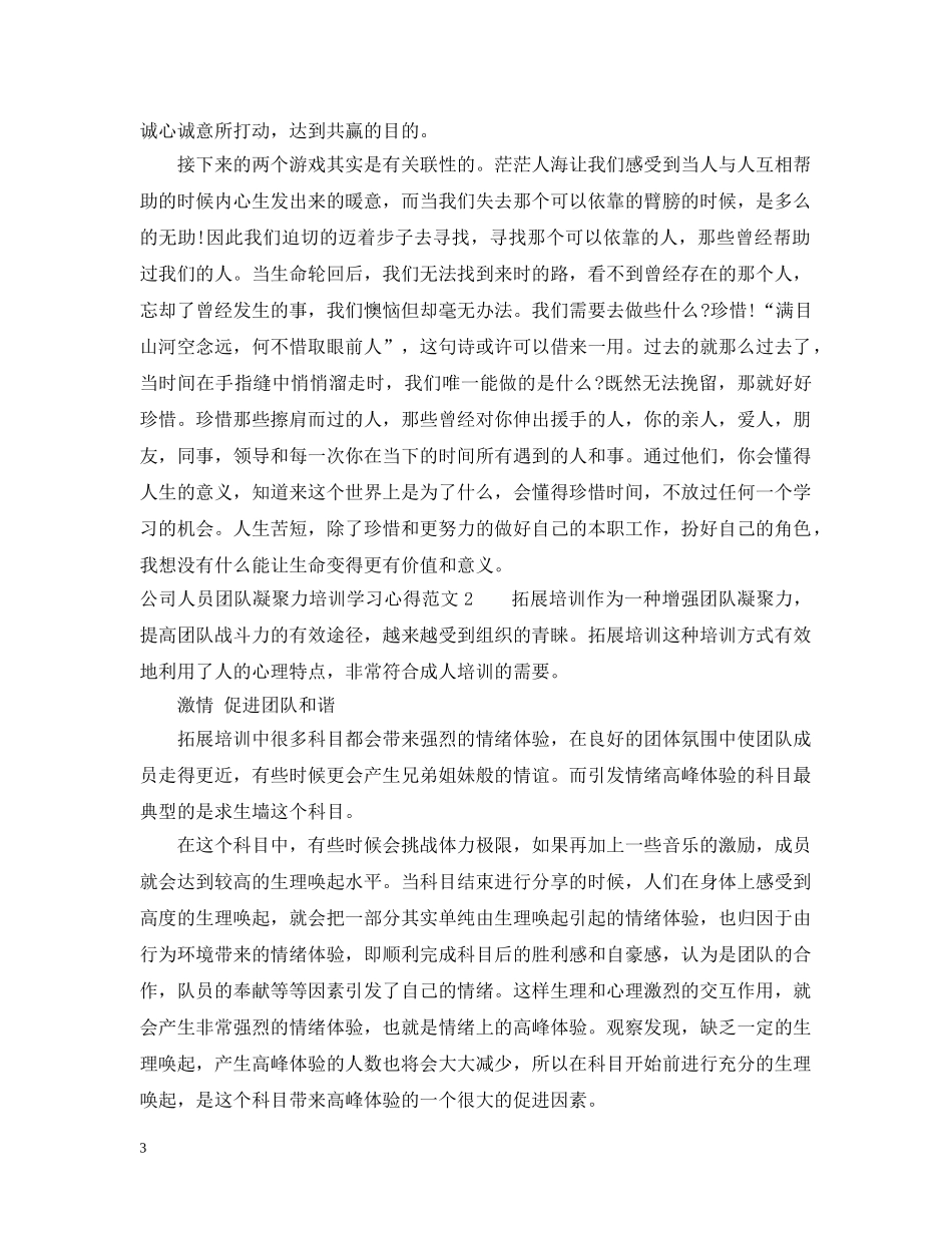 公司人员团队凝聚力培训学习心得_第3页
