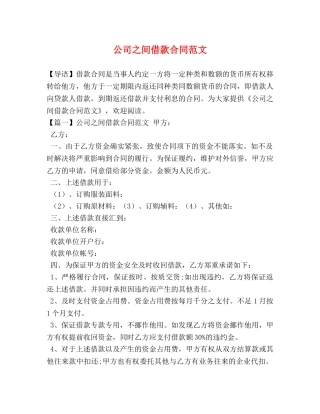 公司之间借款合同范文